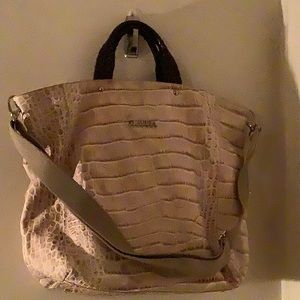 Claudia Firenze Large Leather Handbag, Cream/Brown